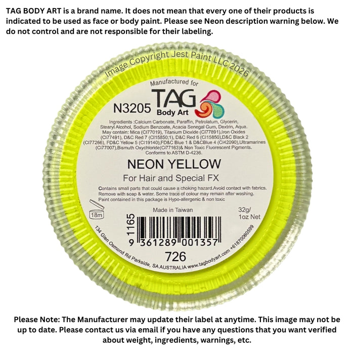 TAG Paint - Neon Yellow 32gr (SFX - Non Cosmetic)