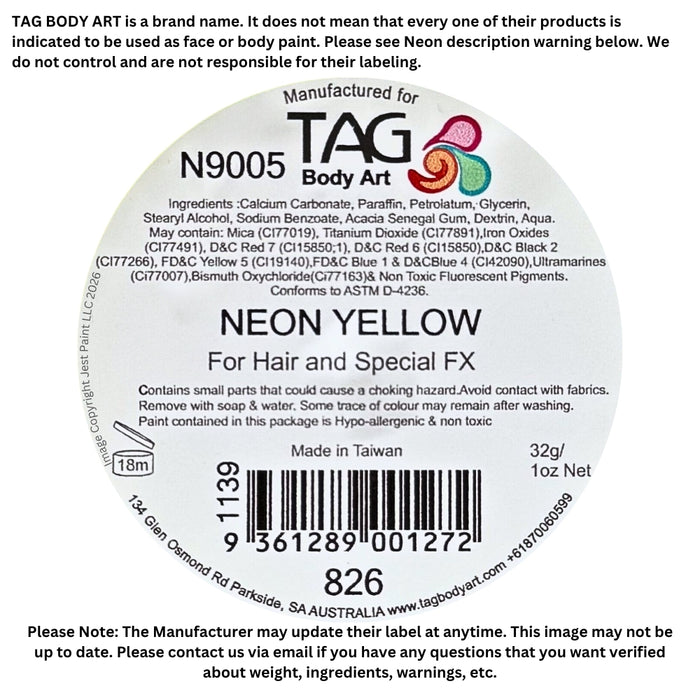 TAG Paint - Neon Yellow 90gr (SFX - Non Cosmetic)