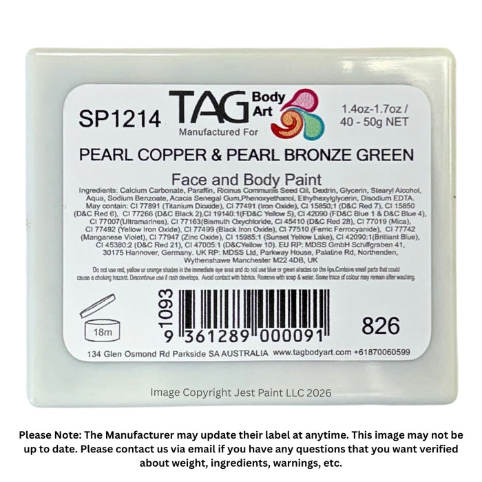 TAG Face Paint Split - Pearl Copper and  Pearl Bronze Green 50gr  #7