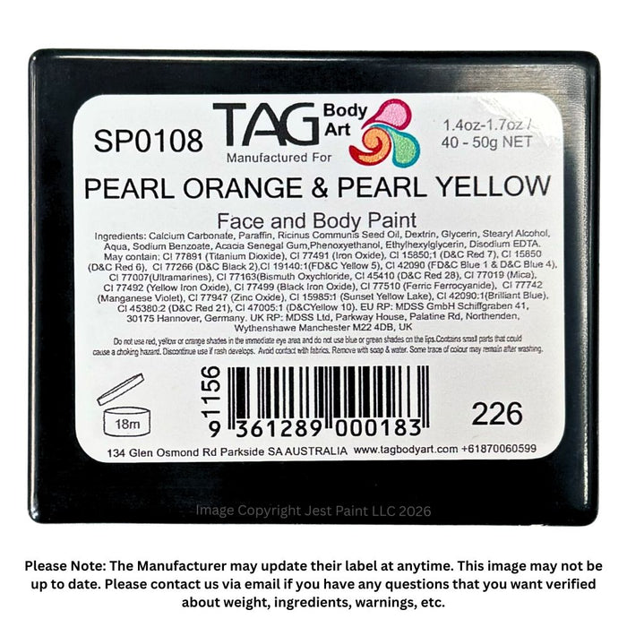TAG Face Paint Split - Pearl Orange and Pearl Yellow 50gr #12