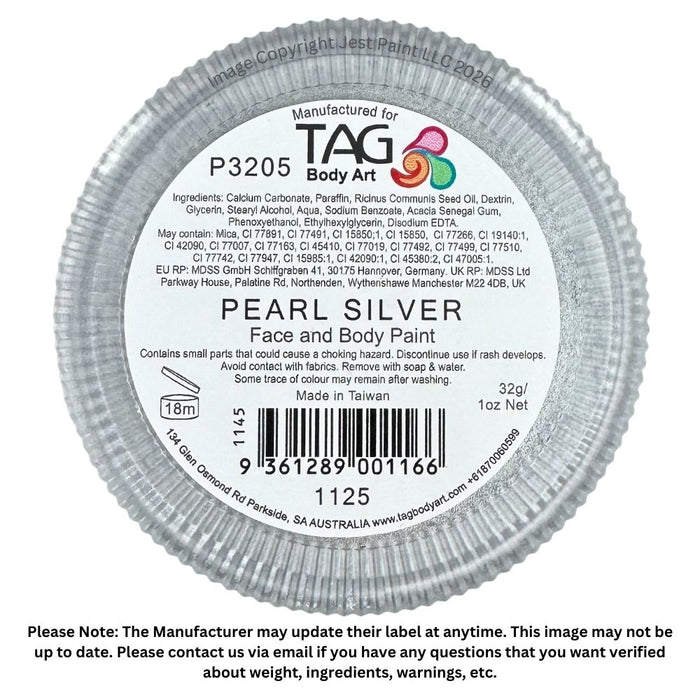 TAG Face Paint - Pearl Silver  32g