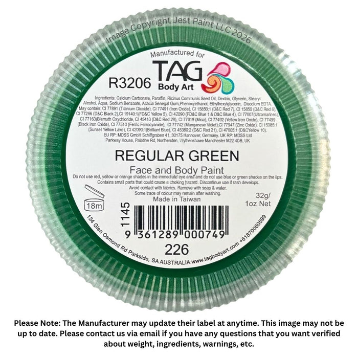 TAG Face Paint - (Medium) Green  32g