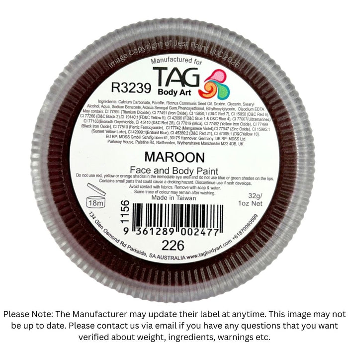 TAG Face Paint - Regular Maroon 32g
