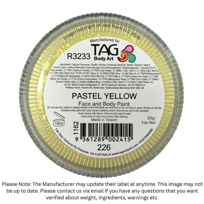 TAG Face Paint - Pastel Yellow  32g