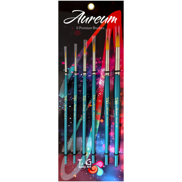 TAG | Face Painting Brushes - AUREUM Premium 6 Piece Rounds and Liners Brush Set