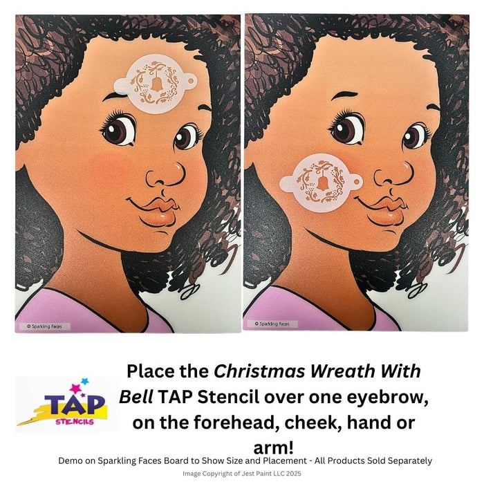 TAP 071 Face Painting Stencil - Christmas Wreath with Bell