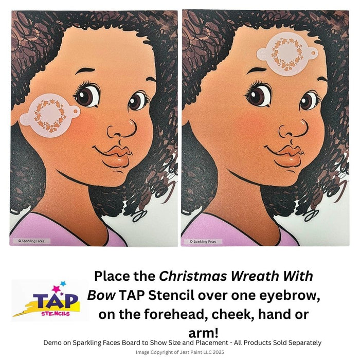 TAP 070 Face Painting Stencil - Christmas Wreath with Bow