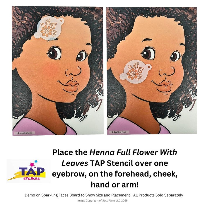 TAP 086 Face Painting Stencil - Henna Full Flower with Leaves