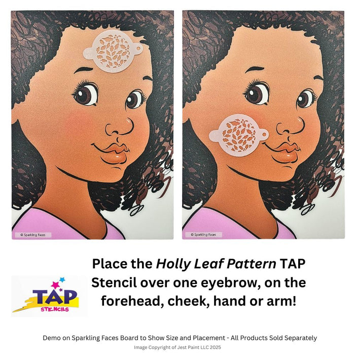 TAP 107 Face Painting Stencil - Holly Leaf Pattern