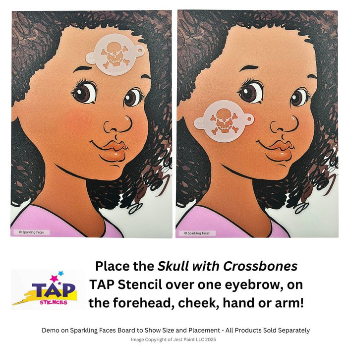 TAP 044 Face Painting Stencil - Skull with Crossbones