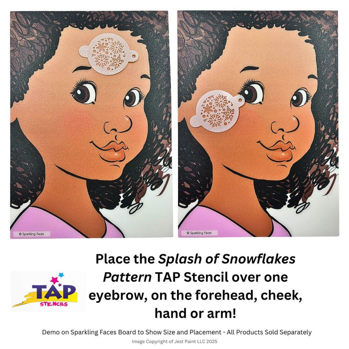 TAP 112 Face Painting Stencil - Splash of Snowflakes Pattern