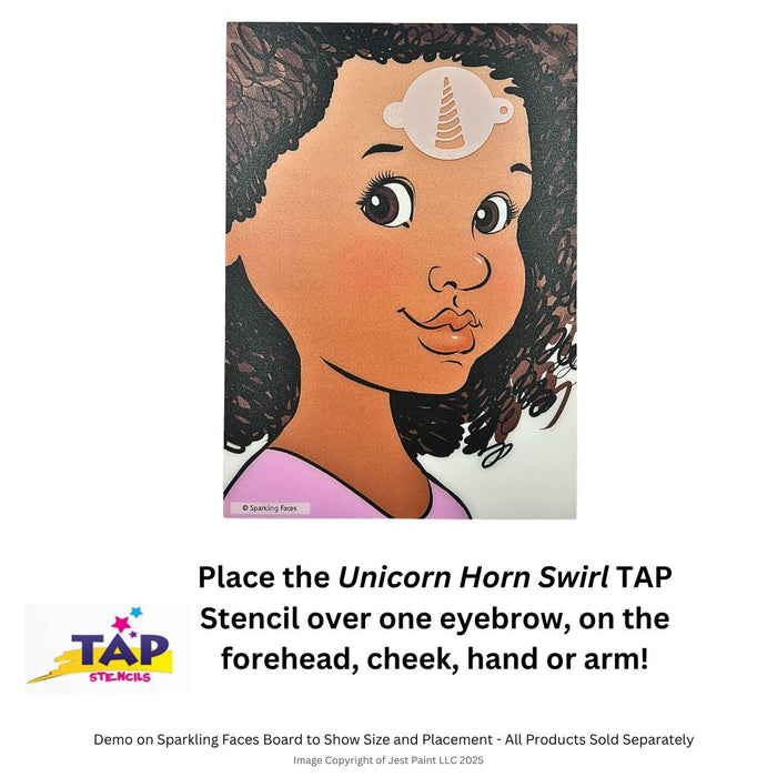 TAP 104 Face Painting Stencil - Unicorn Horn Swirl