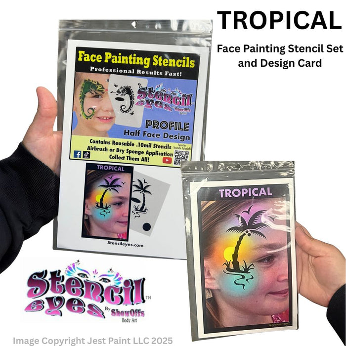 Stencil Eyes / Profiles - Face Painting Stencil - TROPICAL - One Size Fits Most