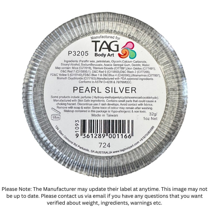 TAG Face Paint - Pearl Silver  32g