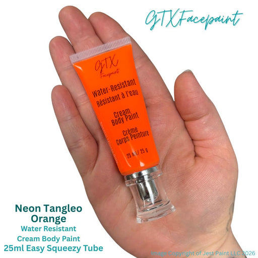 GTX Face Paint | Silicone Based Water Resistant Cream - Neon Tangelo Orange 25ml Easy Squeezy Tube(SFX - Non Cosmetic)