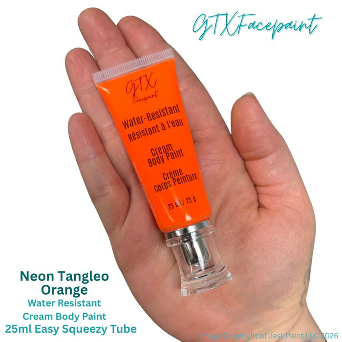 GTX Face Paint | Silicone Based Water Resistant Cream - Neon Tangelo Orange 25ml Easy Squeezy Tube(SFX - Non Cosmetic)