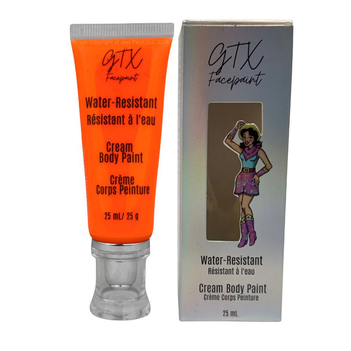 GTX Face Paint | Silicone Based Water Resistant Cream - Neon Tangelo Orange 25ml Easy Squeezy Tube(SFX - Non Cosmetic)