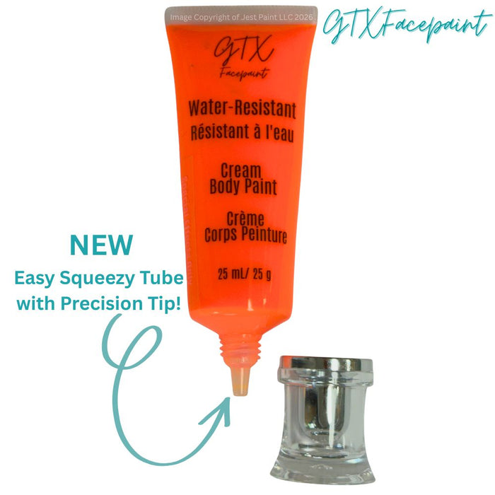 GTX Face Paint | Silicone Based Water Resistant Cream - Neon Tangelo Orange 25ml Easy Squeezy Tube(SFX - Non Cosmetic)