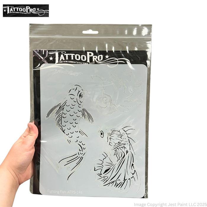 Tattoo Pro | Air Brush Body Painting Stencil - FIGHTING FISH 196