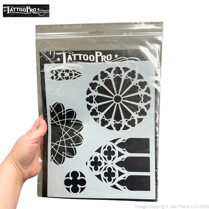 Tattoo Pro 162 | Air Brush Body Painting Stencil - Gothic Elements
