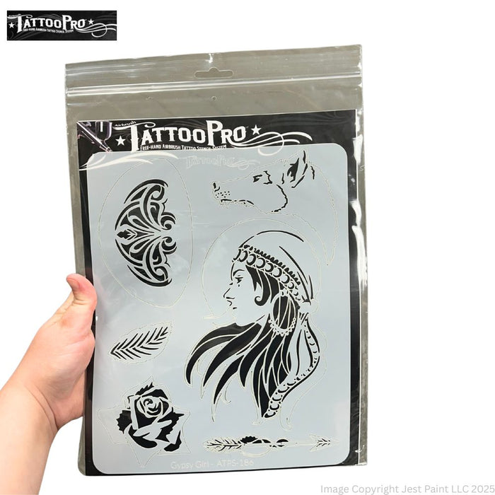 Tattoo Pro 186 | Air Brush Body Painting Stencil - Gypsy Girl
