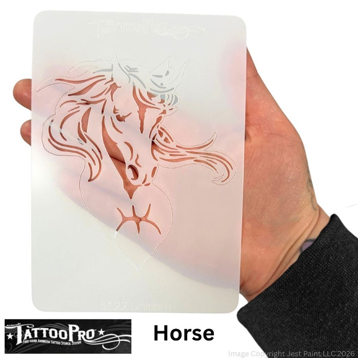 Tattoo Pro  | Body Painting Stencil - SINGLES Horse - S122