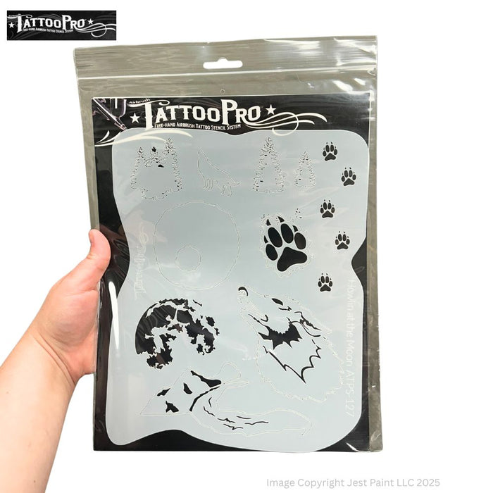 Tattoo Pro 127  - Body Painting Stencil - Howlin' at the Moon