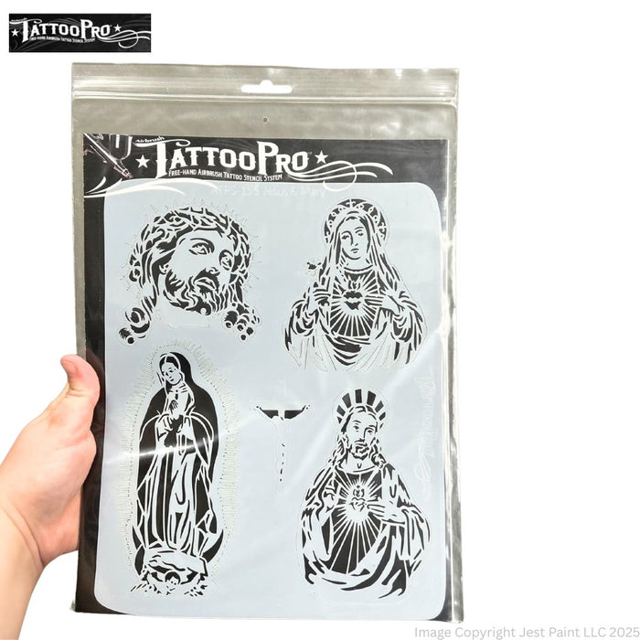Tattoo Pro 155 | Air Brush Body Painting Stencil - Jesus and Mary