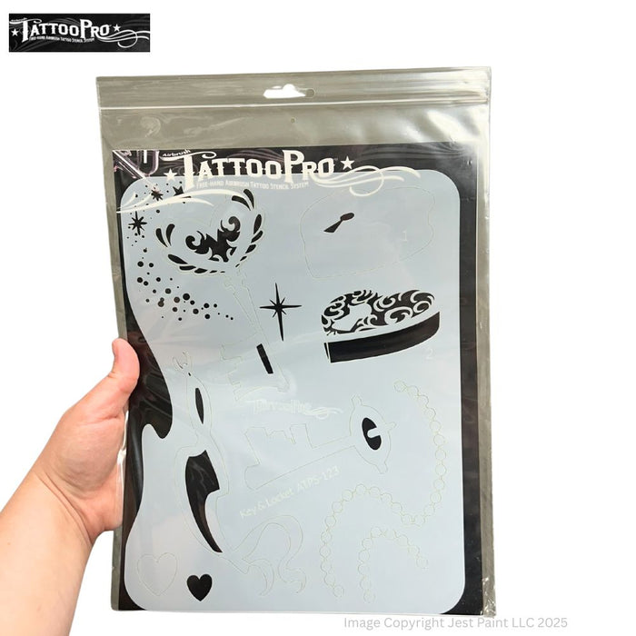 Tattoo Pro 123  - Body Painting Stencil - Key & Locket