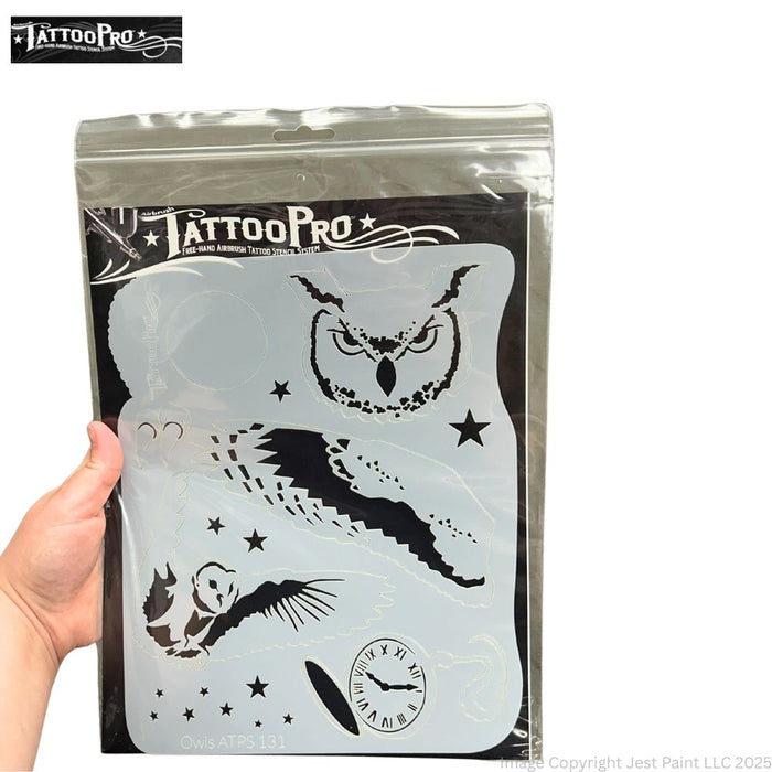 Tattoo Pro 131  - Body Painting Stencil - Owls