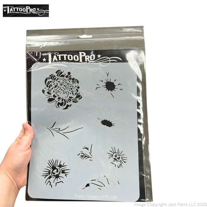 Tattoo Pro | Air Brush Body Painting Stencil - Pretty Flowers (#188)