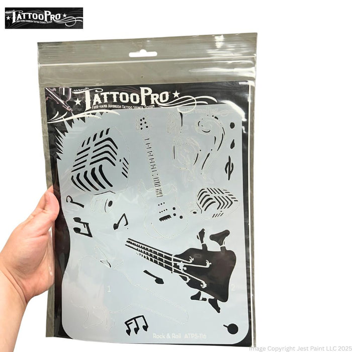 Tattoo Pro 116 - Body Painting Stencil - Rock & Roll
