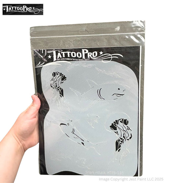 Tattoo Pro 135  - Body Painting Stencil - Shark Attack
