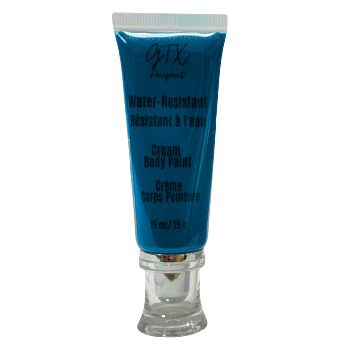GTX Face Paint | Silicone Based Water Resistant Cream - Neon Texas Sky Blue 25ml Easy Squeezy Tube (SFX - Non Cosmetic)