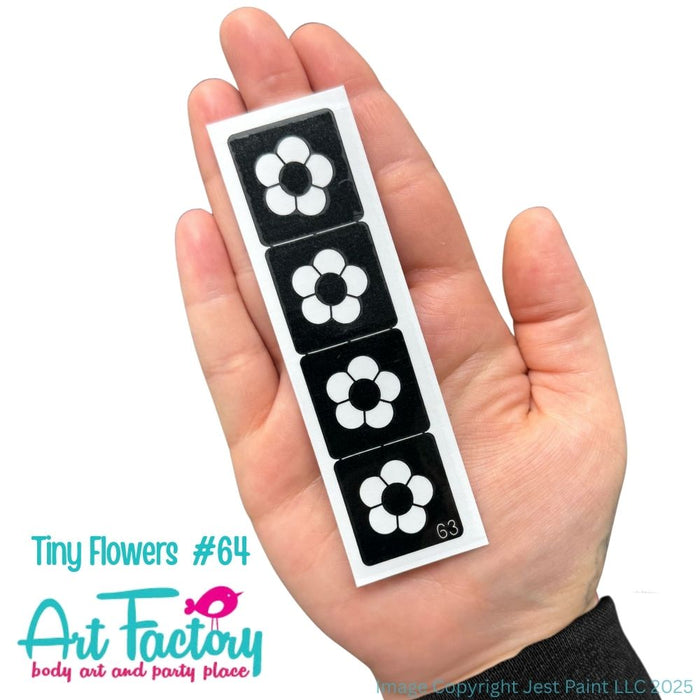 Art Factory | Glitter Tattoo Stencil - (63) Tiny Flowers Strip of 4 - 5 Pack - #86
