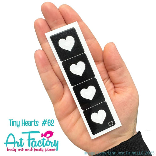 Art Factory | Glitter Tattoo Stencil - (62) Tiny Hearts Strip of 4 - 5 Pack - #107