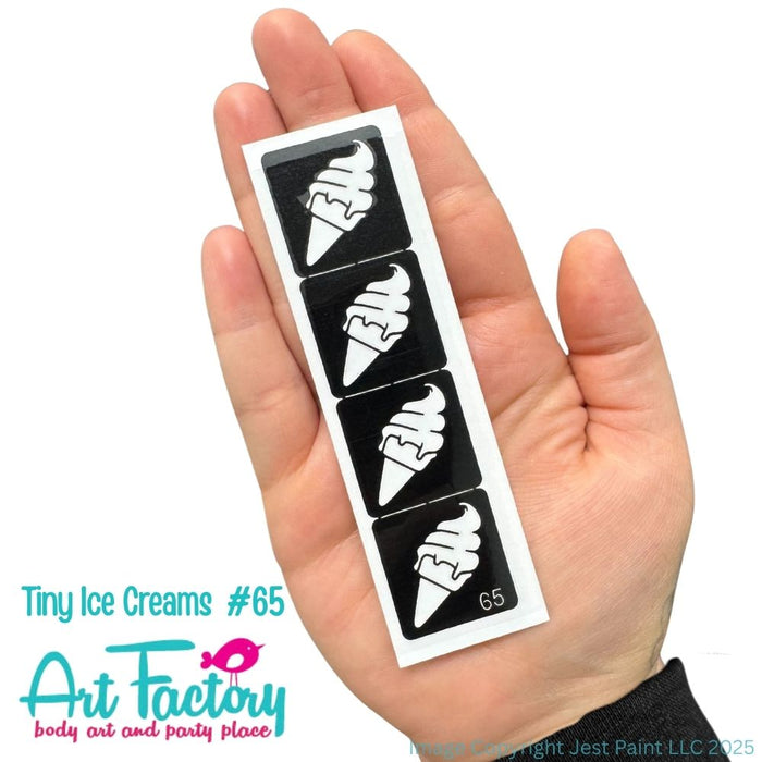 Art Factory | Glitter Tattoo Stencil - (65) Tiny Ice Creams Strip of 4 - 5 Pack - #90