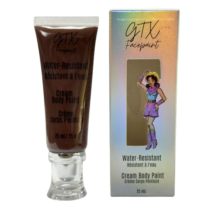 GTX Face Paint | Silicone Based Water Resistant Cream  - Toasted Coconut Brown - 25ml Easy Squeezy Tube