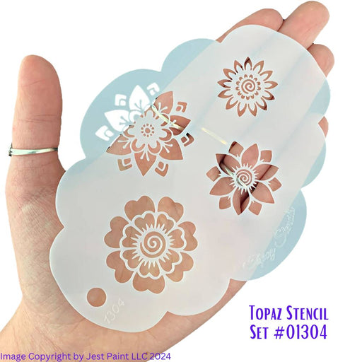 Topaz Stencils | Face Painting Stencil - Henna Flower Set (01304)