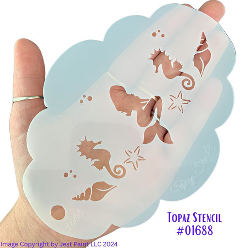 Topaz Stencils | Face Painting Stencil - Irene's Mermaid Crown -  (01688)