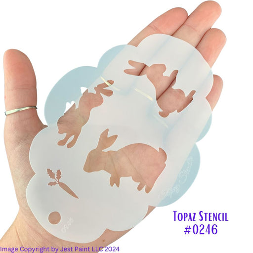 Topaz Stencils | Face Painting Stencil - Bunnies and Carrot (0246)