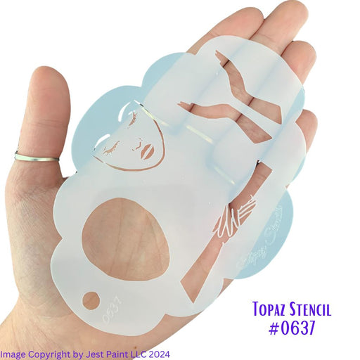 Topaz Stencils | Face Painting Stencil - Feminine Face and Hands #2 (0637)