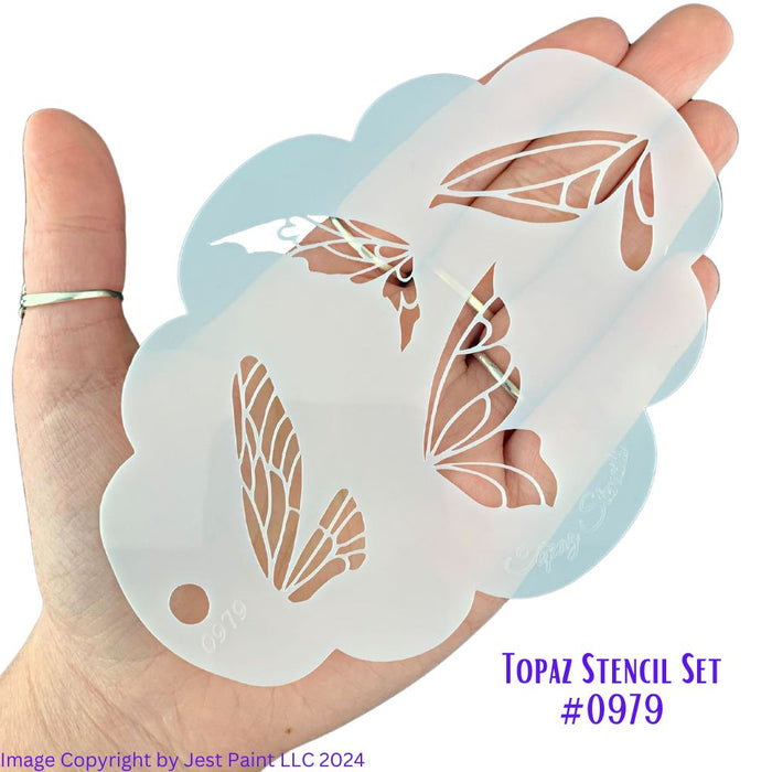 Topaz Stencils | Face Painting Stencil - Fairy Wings Set (0979)