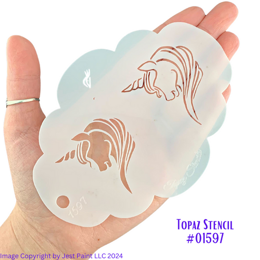 Topaz Stencils | Face Painting Stencil - Icy the Unicorn (1597)