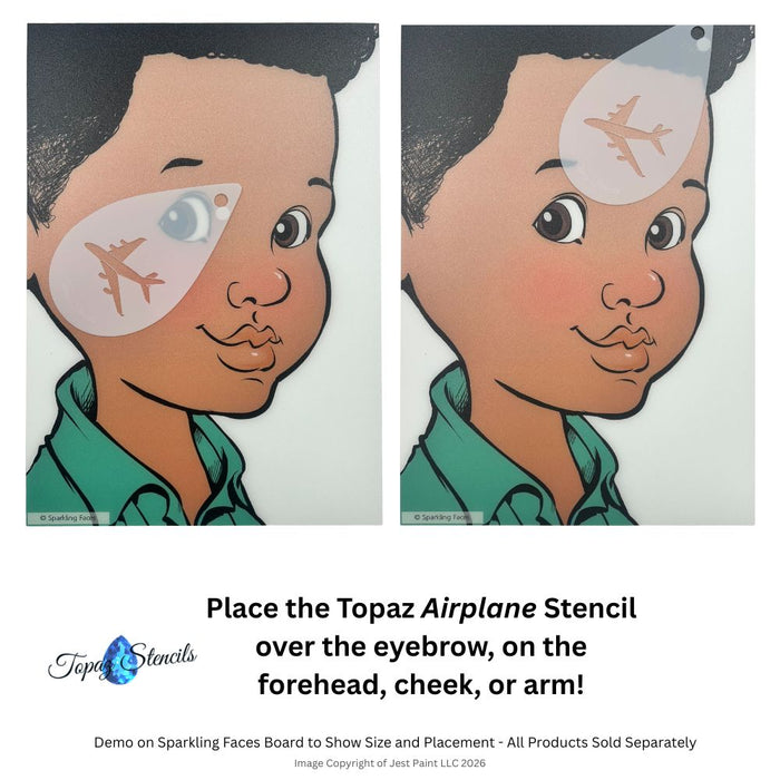 Topaz Stencils | Face Painting Stencil - Airplane (0746)