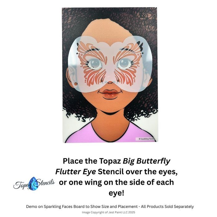 Topaz Stencils | Face Painting Stencil - BIG Butterfly Flutter Eyes (0358)