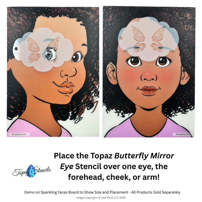 Topaz Stencils | Face Painting Stencil - Tribal Butterfly Mirror Eye (0375)