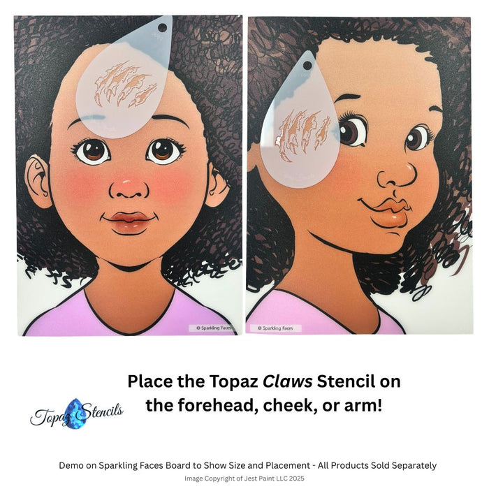 Topaz Stencils | Face Painting Stencil - Claws (0927)