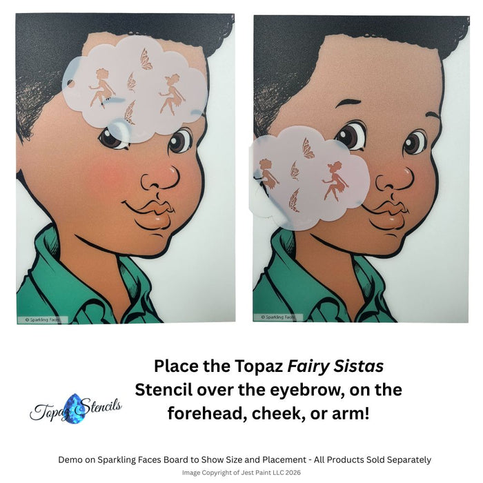 Topaz Stencils | Face Painting Stencil - Fairy Sistas (01695)