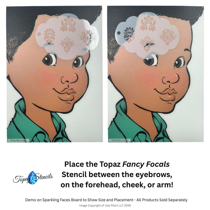 Topaz Stencils | Face Painting Stencil - Fancy Focals (0594)